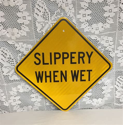 Authentic Slippery When Wet Pa Highway Sign Real Pa Road Sign Man Cave
