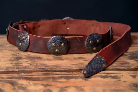 Medieval Leather Belt With Metal Plates Medieval Belt Viking Etsy