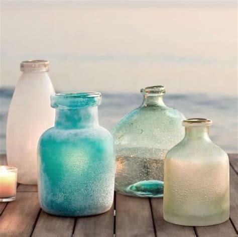 Oceanic Light Aqua Blue And Sea Green Glass Vases