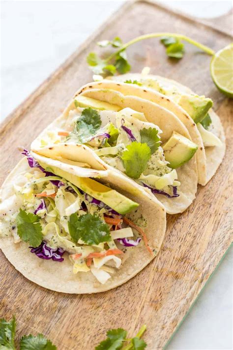 Baked Fish Tacos With Cilantro Dressing Plating Pixels