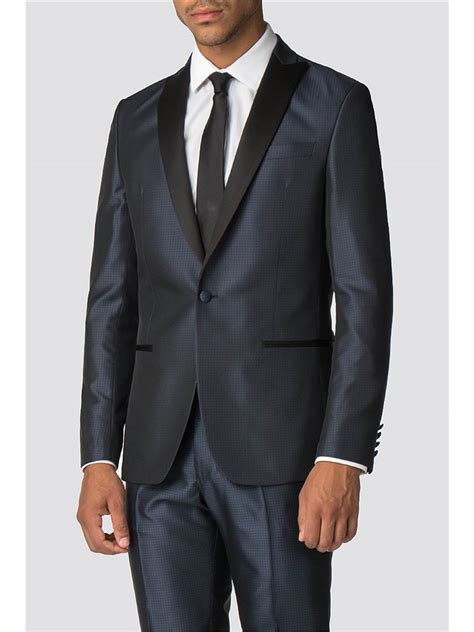 Limehaus Black And Blue Puppytooth Tuxedo Suit Direct