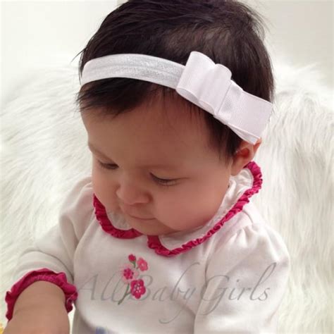 Plain White Bow Headband For Newborns Infants Toddlers And Girls