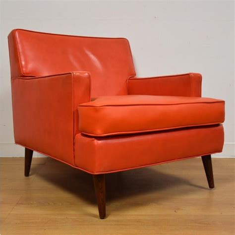 Mid Century Modern Orange Vinyl Lounge Chair Chairish