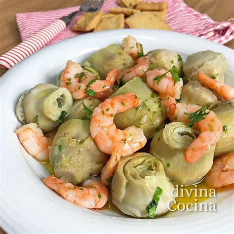 En este caso las debemos consumir lo antes posible, a no ser que las guardemos en el. Alcachofas con Langostinos - Receta de DIVINA COCINA