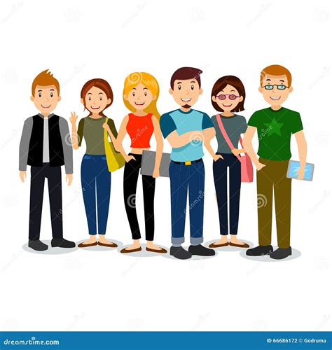 Group Of Students Study In The Library Cartoon Vector Cartoondealer