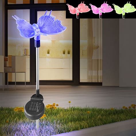 1 set enthält 4 solarleuchten mit erdspieß. Solar Dekospieß Schmetterling Solarleuchte Farbwechsel LED ...