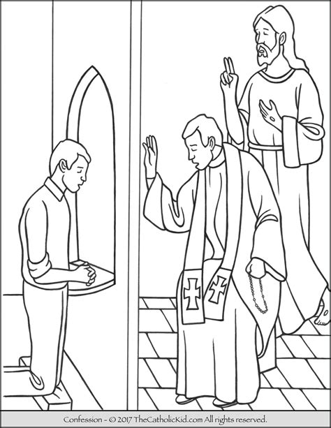 First communion boy coloring pages. Sacrament of Confession coloring page. | Catholic coloring ...