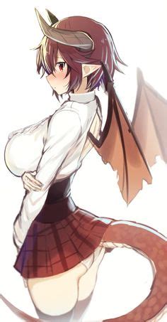 Girl Ass Black Legwear Blush Breast Hold Breasts Center Frills Commentary Request Dragon Girl