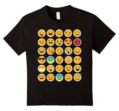 Kids Smiley Emoticons Emoji T Shirt For Men Women And Kids 10 Black