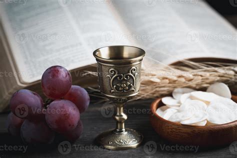 Concept of Eucharist or holy communion of Christianity. Eucharist is