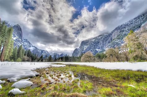 Yosemite Mountains Trees Landscape Winter Wallpapers Hd Desktop