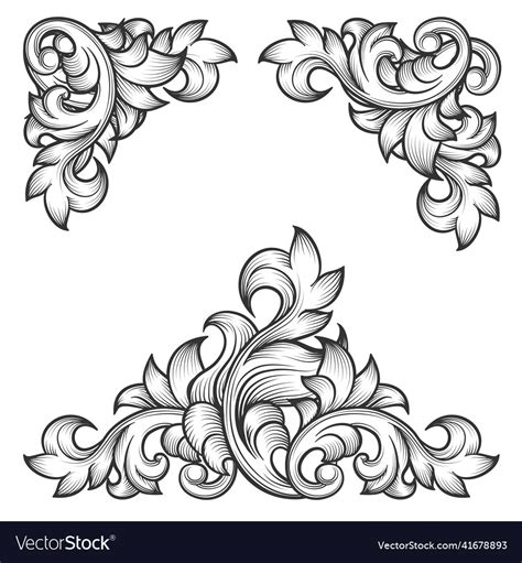 Baroque Leaf Frame Swirl Decorative Design Element