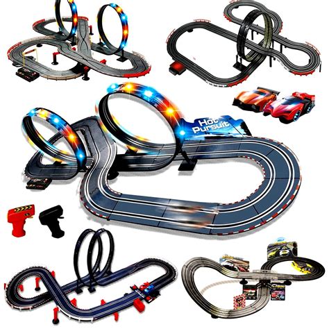Electronic Slot Car Race Track Set Kids Remote Control Racing Toy Game