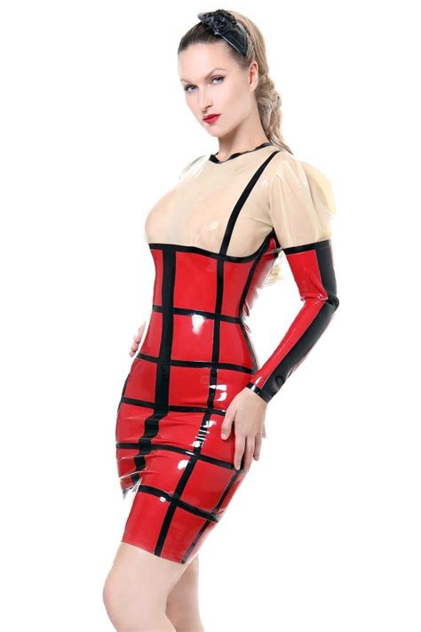 beautifully feminine confess latex rubber dress with puff sleeves
