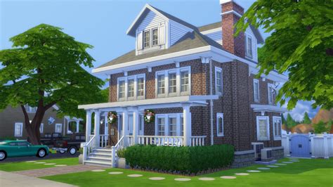 Mod The Sims American Foursquare No Cc Sims 4 Houses Sims