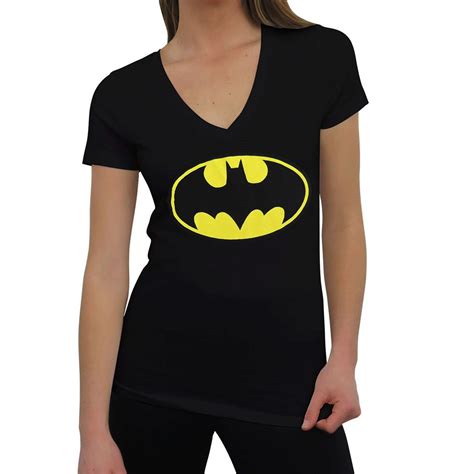 Batman Symbol Slim V Neck Womens T Shirt