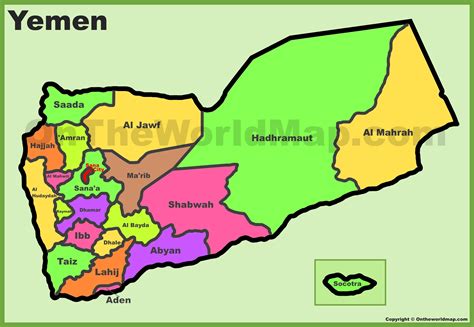 Administrative Divisions Map Of Yemen Governorates Of Yemen