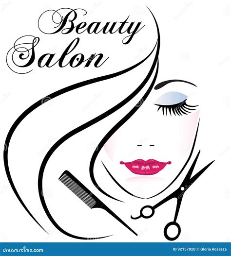 Logo De Visage De Cheveux De Femme De Salon De Beauté Joli Illustration De Vecteur