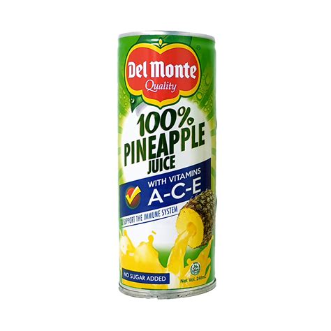 Del Monte 100 Pineapple Juice W Vit Ace 240ml Csi Supermarket