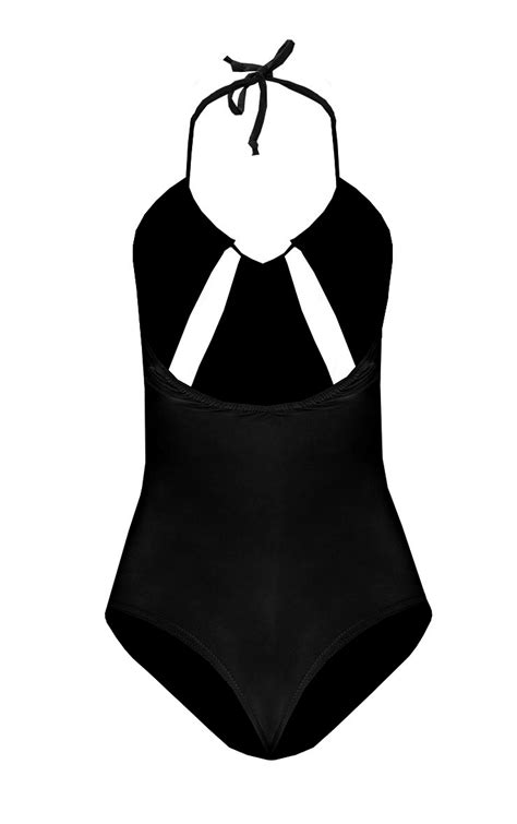Black Slinky Ruched Cut Out Halter Bodysuit Prettylittlething Usa
