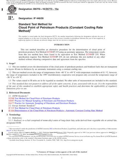 Astm D5773 15a Red Standard Test Method For Cloud Point Of Petroleum