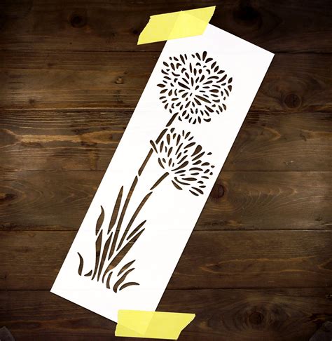 Dandelion Flower Stencil Reusable Diy Craft Mylar Stencil Etsy