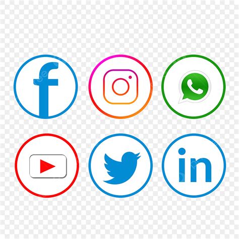 Social Media Icons Set Facebook Instagram Whatsapp Transparent