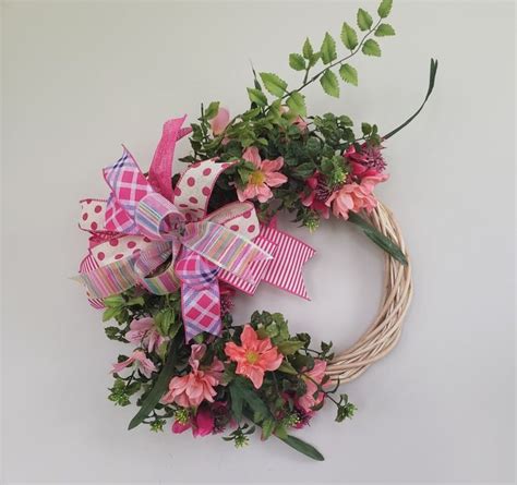 Willow Wreath With Pink Florals Greenery And Large Bow Facebook
