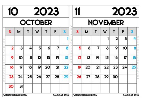 October And November 2023 Calendar Get Calendar 2023 Update