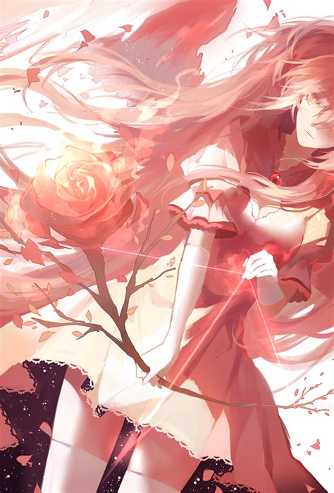Rose Long Hair Girl Art Beautiful Pictures Anime Funny