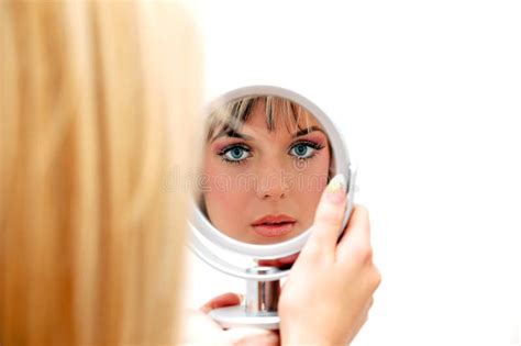 Beautiful Woman In The Mirror Stock Photo Image Of Gloss Glamour