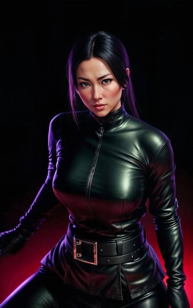 Premium Photo Photo Of Beautiful Woman In Black Ninja Outfit Assassin Killer Generative Ai