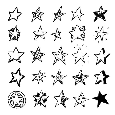 Premium Vector Hand Drawn Stars Doodles Set Sketch Style Icons