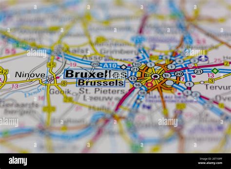 Brussels Or Bruxelles Shown On A Road Map Or Geography Map Stock Photo