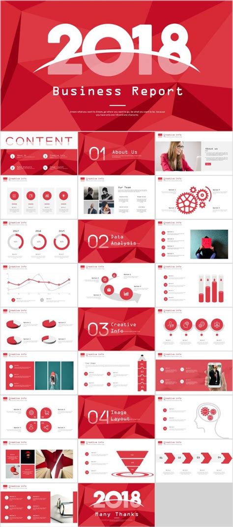Business Infographic 27 Red Business Year Plan Powerpoint Template