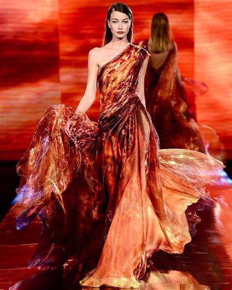 Out Of A Dream Comes The Elements Of Fire Featuring The Fabulous Flame Print Asymmetrical Gown
