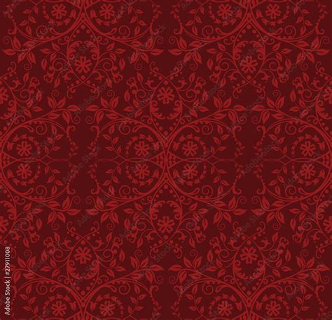 Seamless Red Floral Wallpaper Stock Vector Adobe Stock