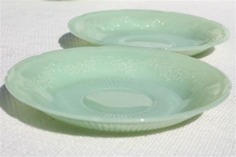 Where design lovers shop for chic new & vintage furniture and decor. 22 vintage jadite glass saucer plates, Alice floral border ...
