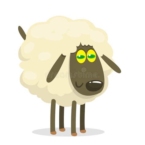 White Sheep Cartoon Mascot Character Standing Vector Illustration