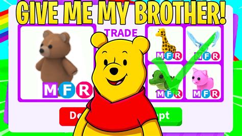 I Traded A Mega Neon Brown Bear In Roblox Adopt Me Youtube