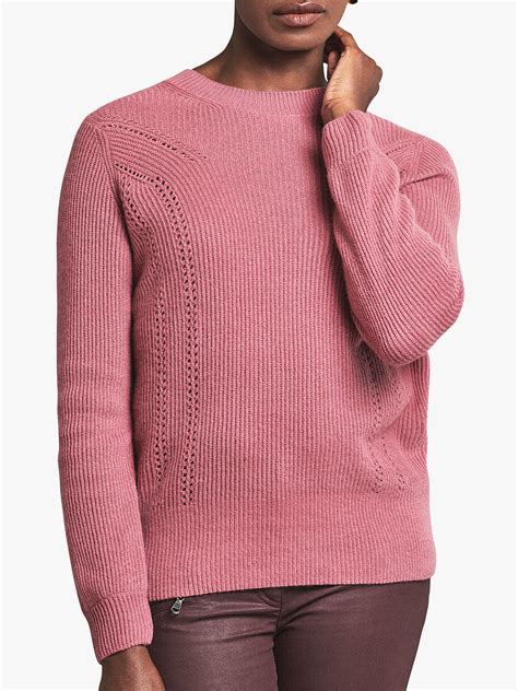 Pure Collection Ribbed Cashmere Sweater Orchid Pink At John Lewis And Partners