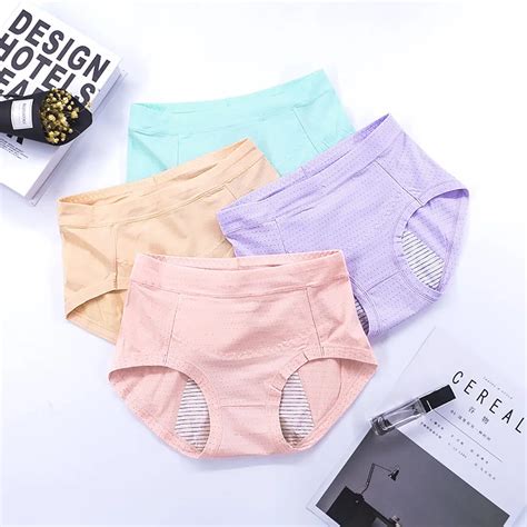 5pcs safety leak proof lady period panties organic cotton menstrual briefs breathable