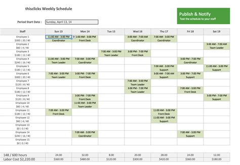 Free Excel Template Employee Scheduling Staff Schedule Work Schedule