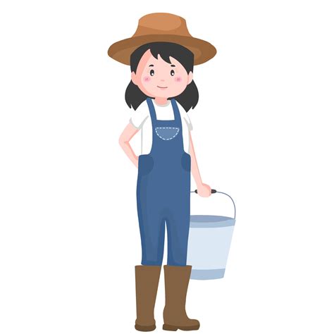 Woman Farmer Agricultural Cartoon Character Illustrations Png