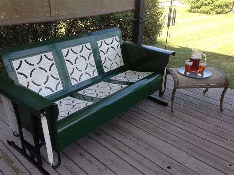 Re Finished And Restored Vintage Metal Porch Glider S Porch Decorating Mcm Furniture