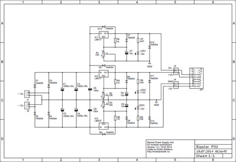 The most common voltages used in analog synthesizer circuits are ±15 v ac and +5 v dc. Regulated Bipolar PSU | Modular Synth