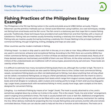 Fishing Practices Of The Philippines Essay Example StudyHippo Com