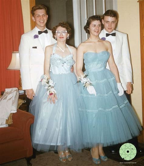 1950s Photo Of 2 Couples In 1950s Prom Dance Dresses And Tuxedos On May