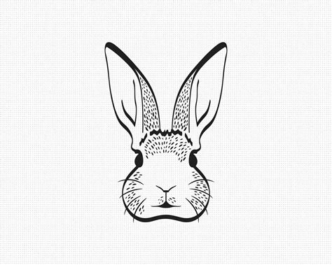 Bunny Rabbit Head Face Svg Eps Png Dxf Clipart For Cricut Etsy