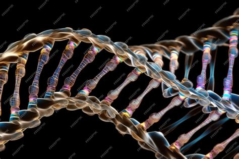 Premium Ai Image Dna Double Helix With Closeup View Of The